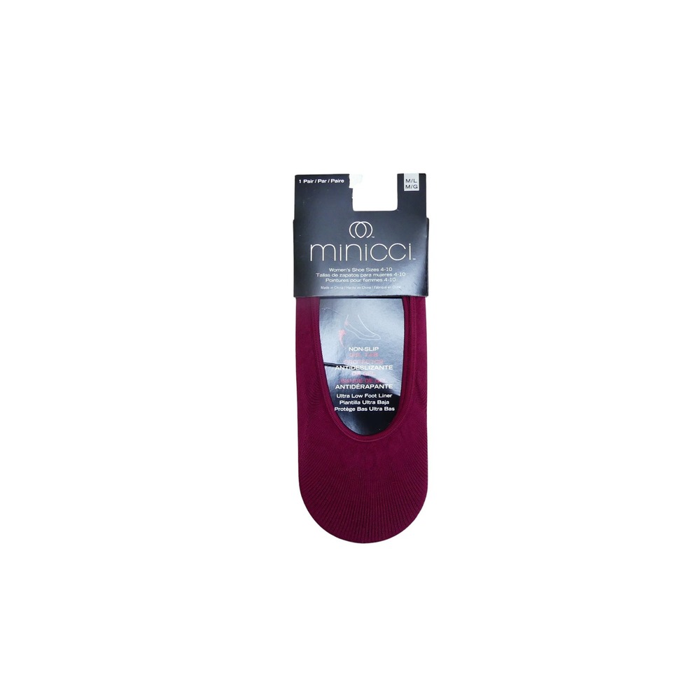 Minicci Foot Liner Women M/L Burgundy NEW Non-Slip Ultra Low No Show Socks